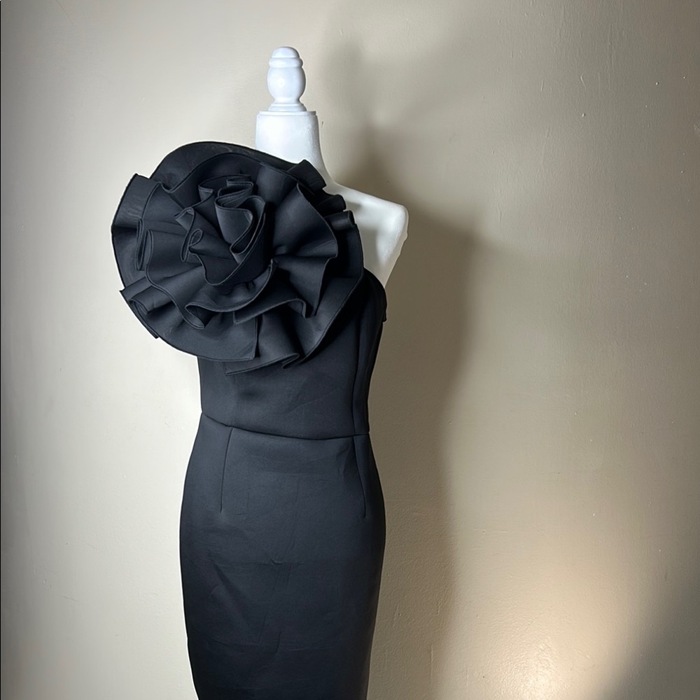 Nikki Lund Elegant Black One-Shoulder Dress - Picture 3 of 16